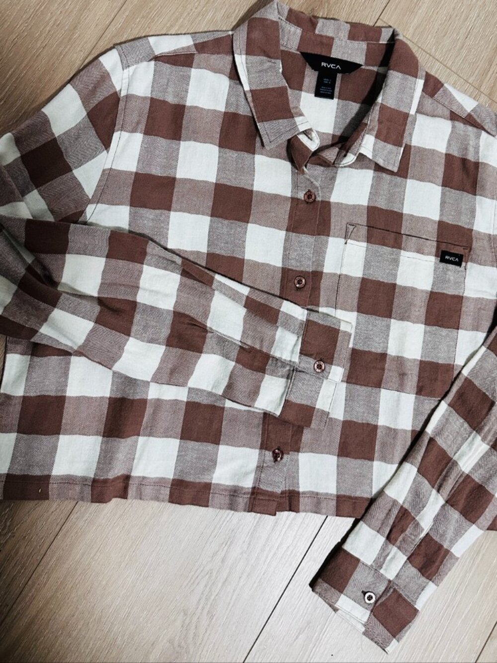 RVCA Brown Plaid Flannel Shirt L